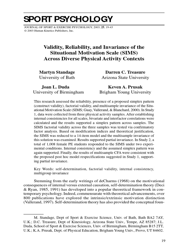 Validity of the Situational Motivation Scale | PDF | Motivation ...
