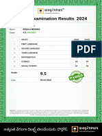 SSC Examination Results: Hall Ticket: 2418101662 Name: Degala Meghna Grade: 9.5