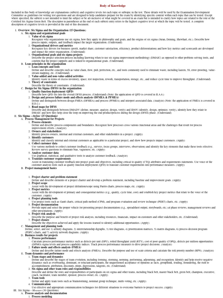 ASQ - CSSGB BOK | PDF | Statistics | Analysis Of Variance
