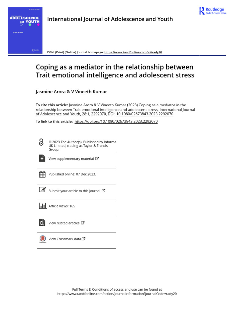 Coping As A Mediator in The Relationship Between Trait Emotional ...