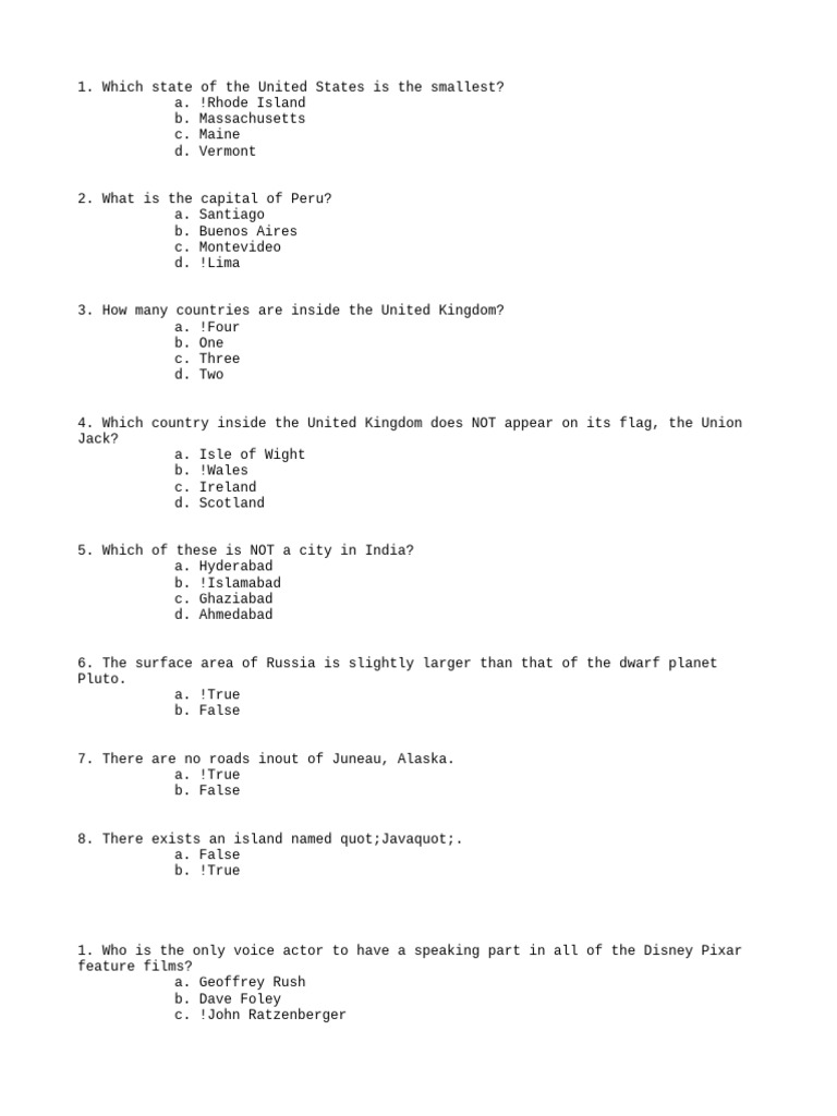 Trivia Questions and Answers Guide | PDF