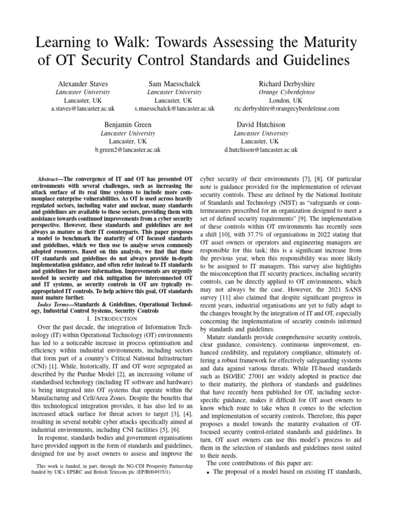 Evaluating OT Security Control Maturity | PDF | Information Security ...