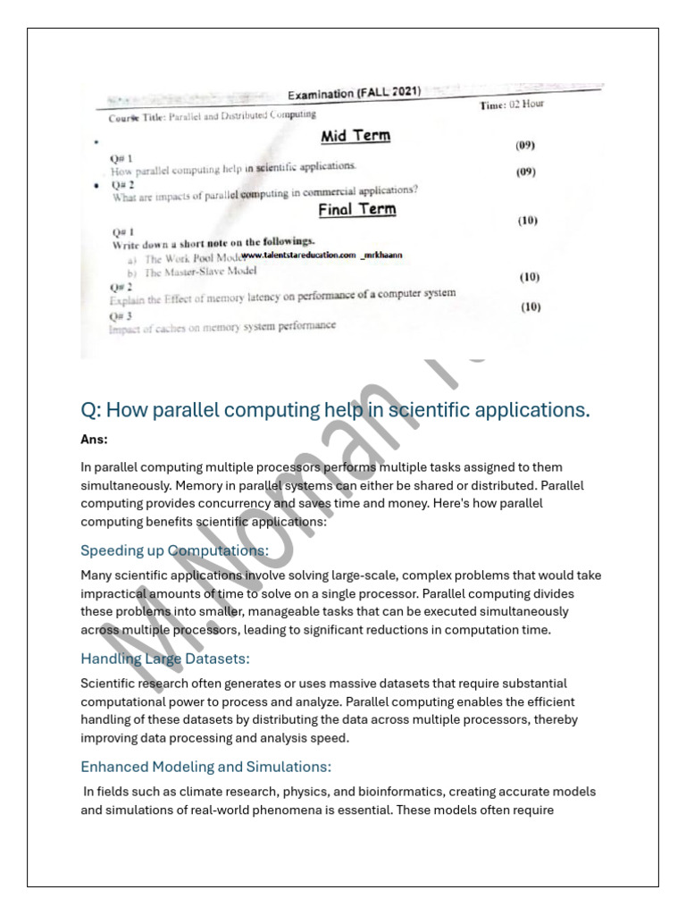 Parallel Computing Pastpaper Solve by Noman Tariq | PDF | Parallel ...