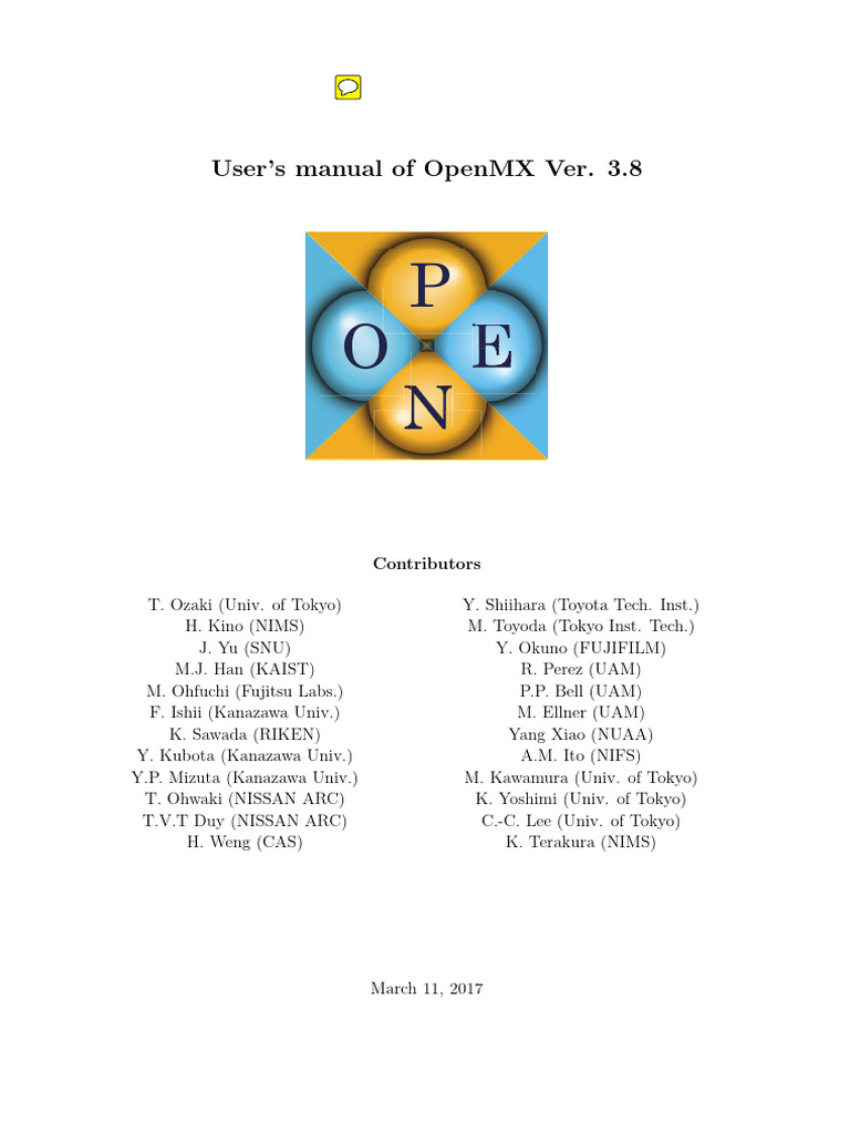 OpenMX User Manual Overview | PDF | Density Functional Theory ...