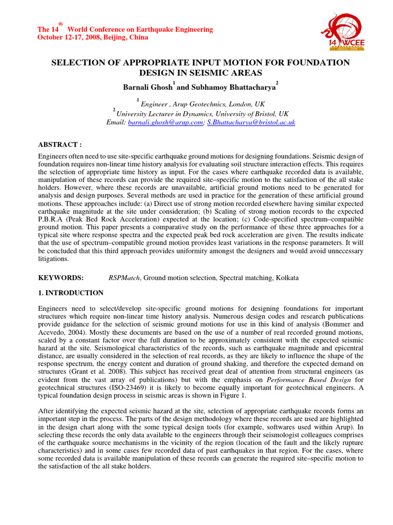 Seismic Ground Motion Selection Methods | PDF | Spectral Density ...