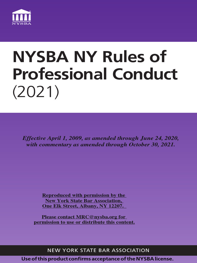 Rules of Professional Conduct 22NYCRR Part 1200 PDF Lawyer