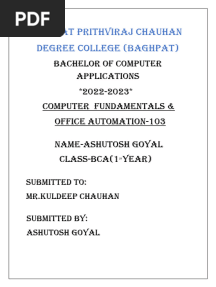 Bca 1st Sem Computer Fundamentals Project