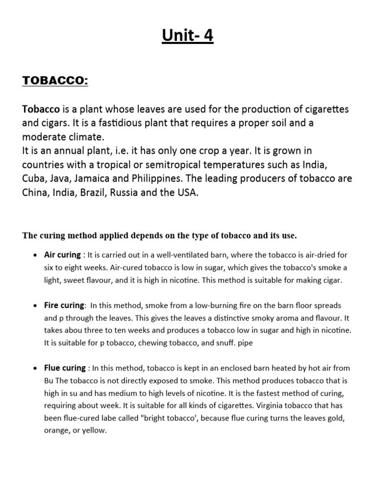 Types and Processing of Tobacco Products | PDF | Cigar