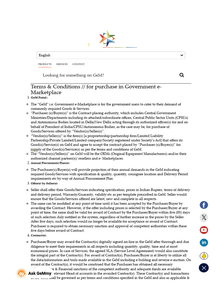 GeM _ Terms & Conditions PDF Taxes Value Added Tax