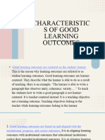 Characteristics of Good Learning Outcomes 2