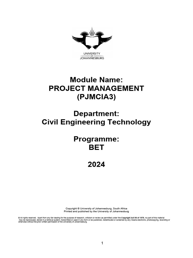 Project Management 3A Study Guide 2024 | PDF | Engineering ...