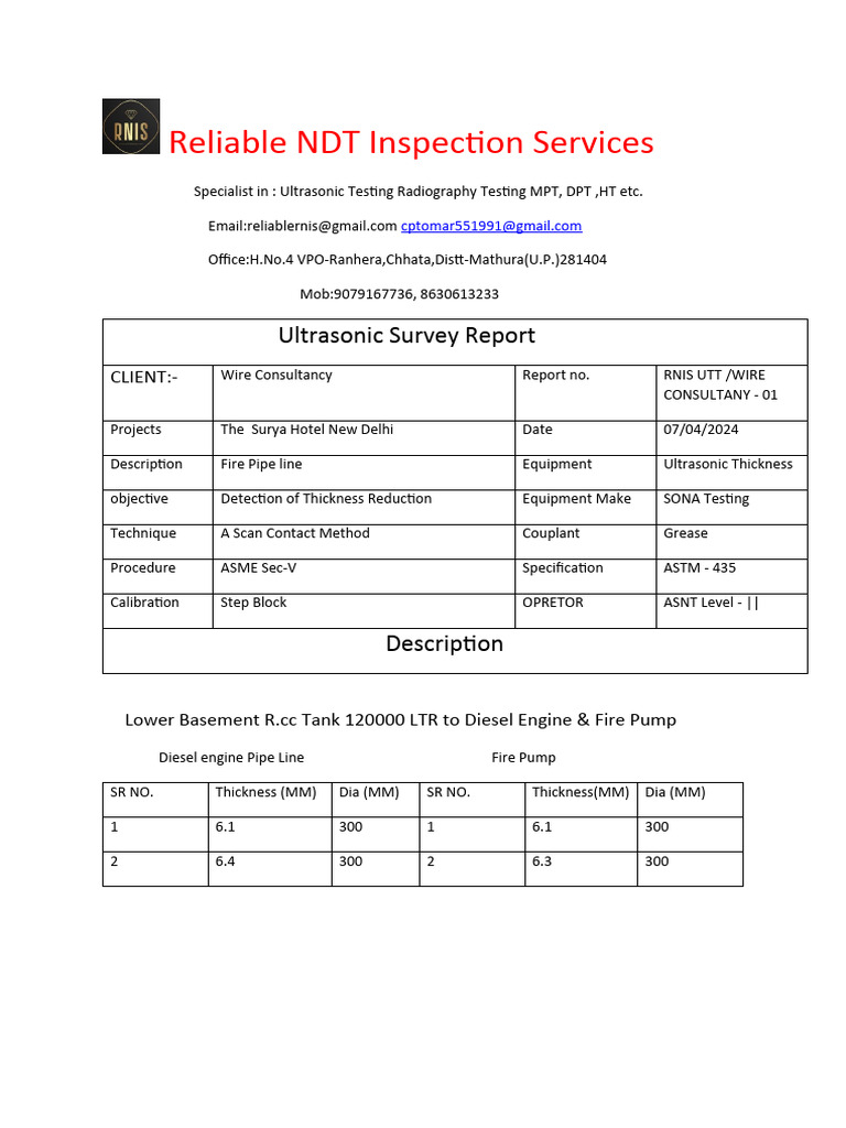 NDT Inspection Report for Surya Hotel | PDF | Nondestructive Testing ...