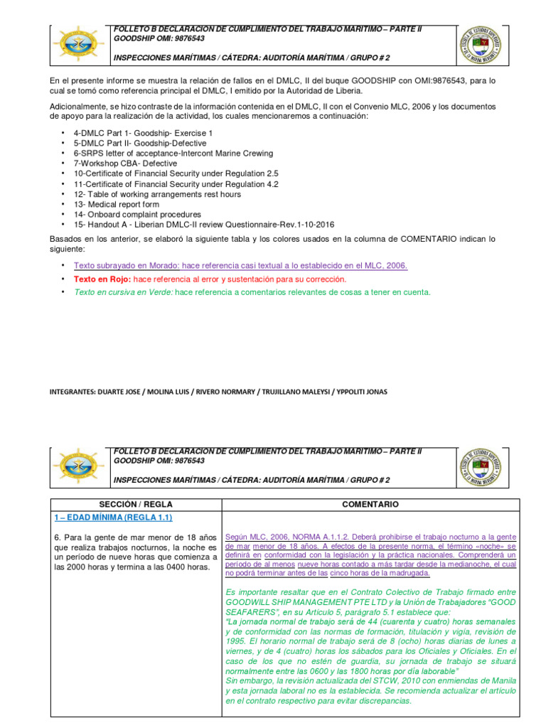 Grupo 2, Taller DMLC Ii Goodship | PDF