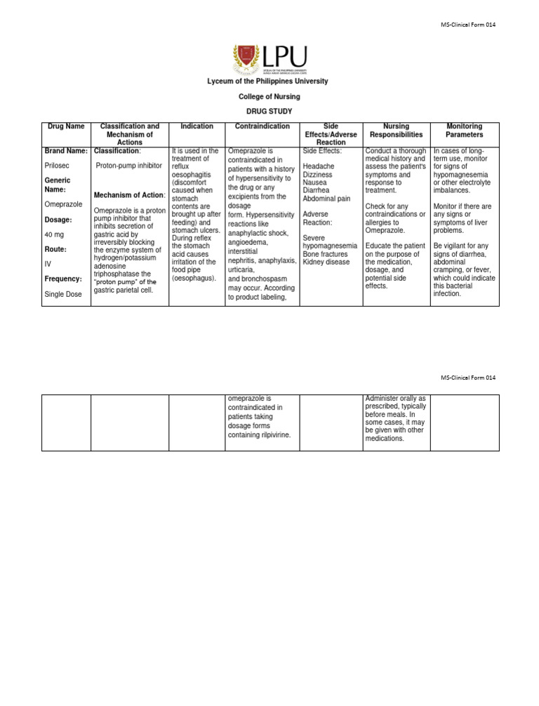 Omeprazole Drug Study Pdf Medicine Diseases And Disorders