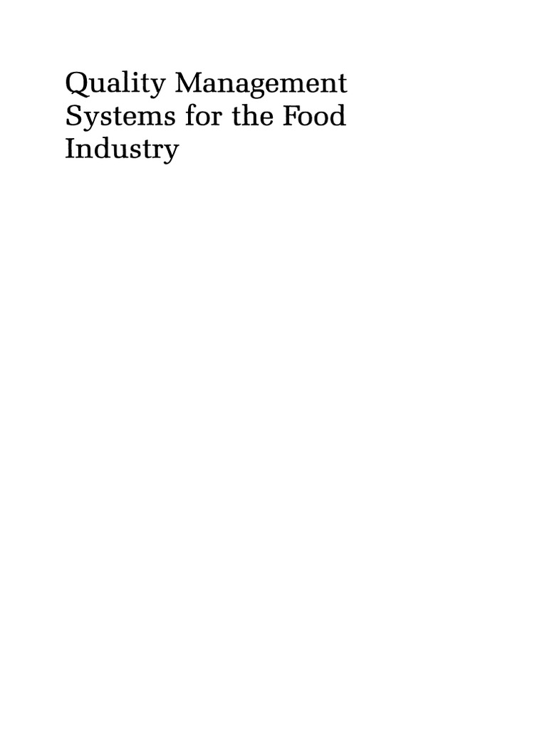 Quality Management Systems For The Food Industry Pdf Iso 9000
