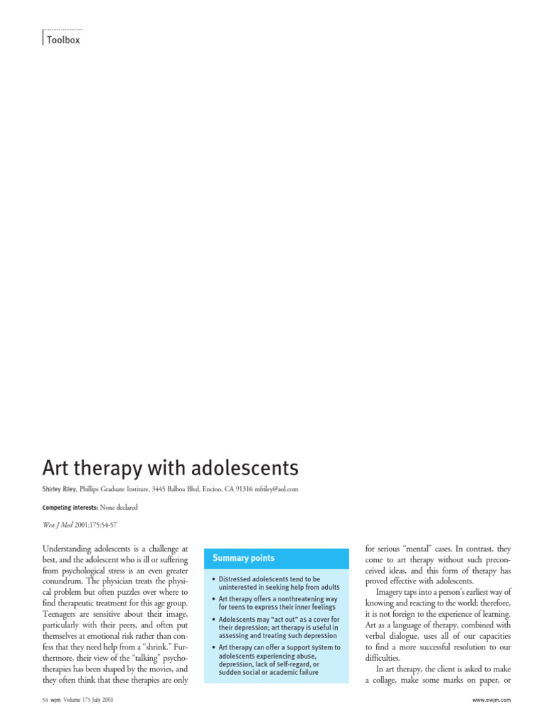 Art therapy with adolescents pdf art therapy adolescence