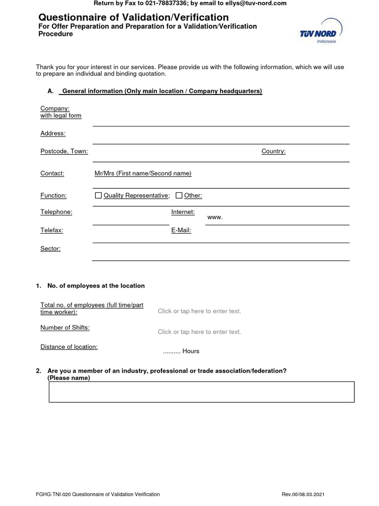 GHG Validation/Verification Questionnaire | PDF | Verification And ...