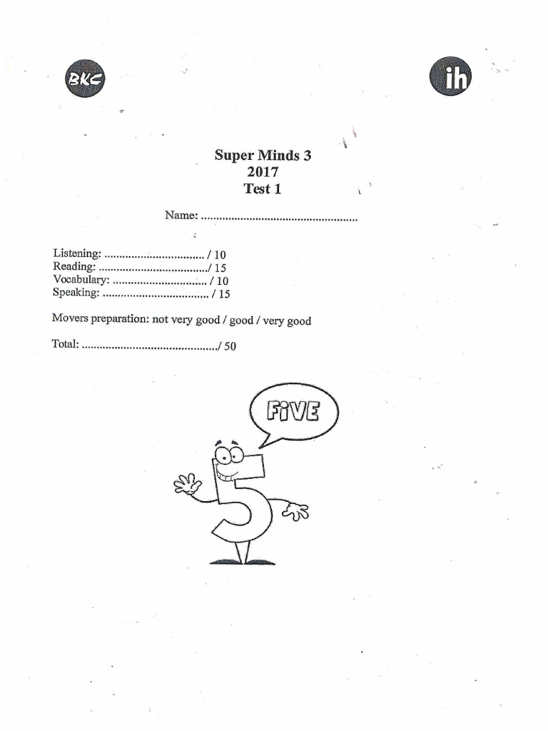 Super Minds 3 - Progress Test 1 | PDF