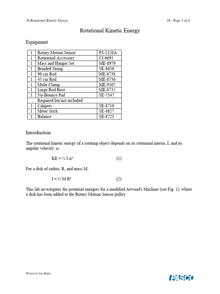 38 Rotational Kinetic Energy | PDF | Rotation Around A Fixed Axis ...
