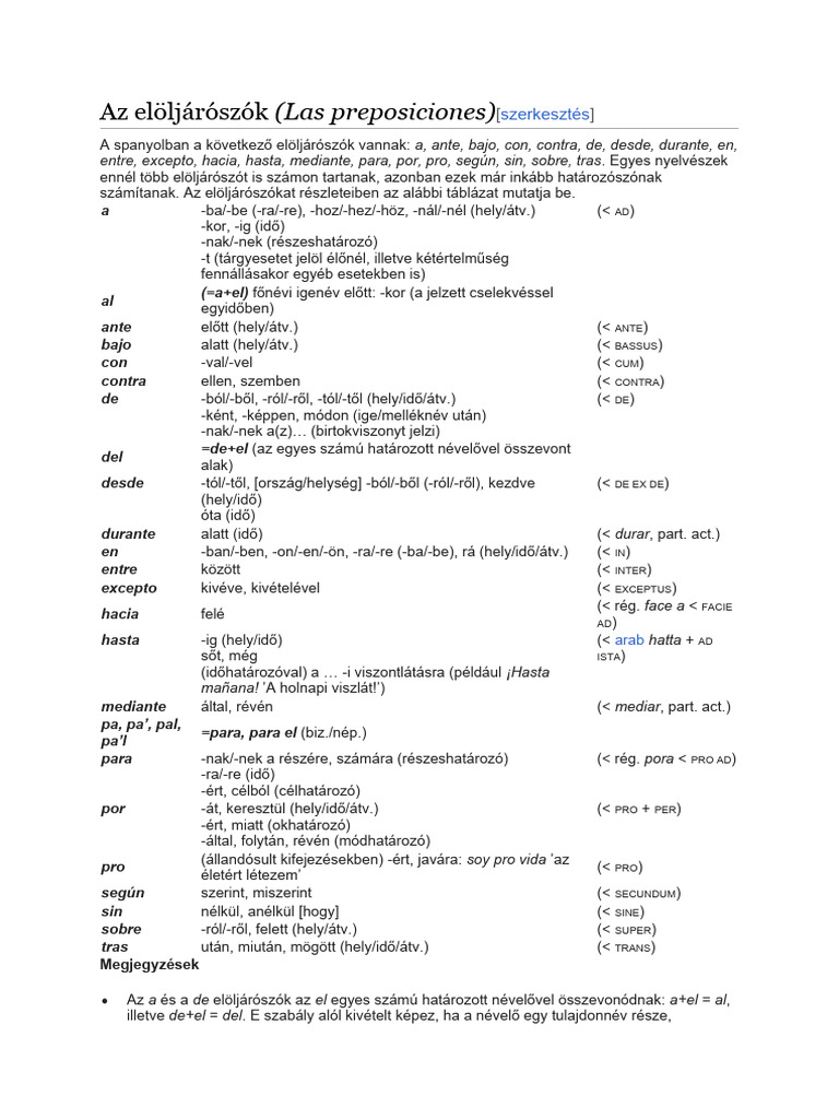 Az elöljárószók PDF