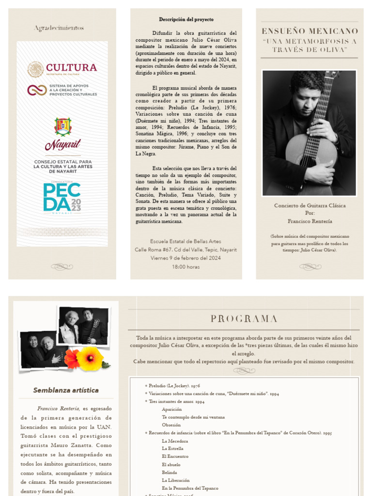 Programa de Mano Escuela Estatal de Bellas Artes | PDF | Canciones ...