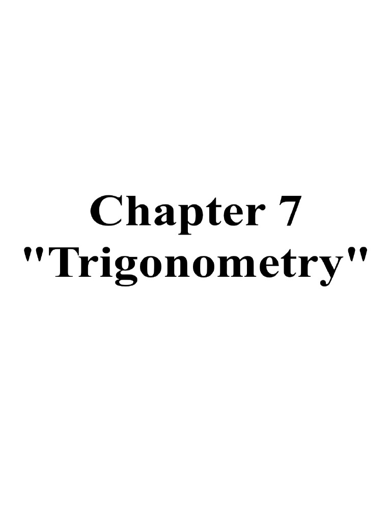 Chapter 7 Trigonometry | PDF