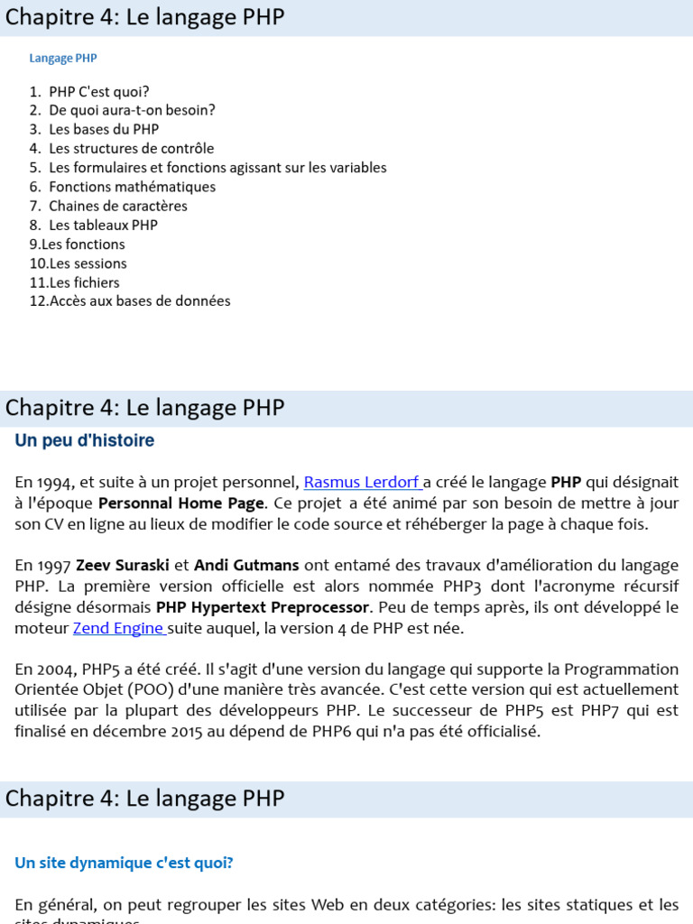 Introduction au langage PHP et ses bases | PDF | PHP | Internet