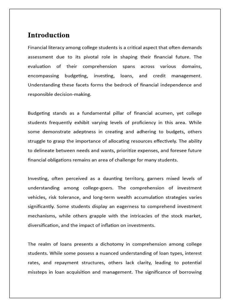 Financial Literacy Among College Students | PDF | Methodology | Survey ...