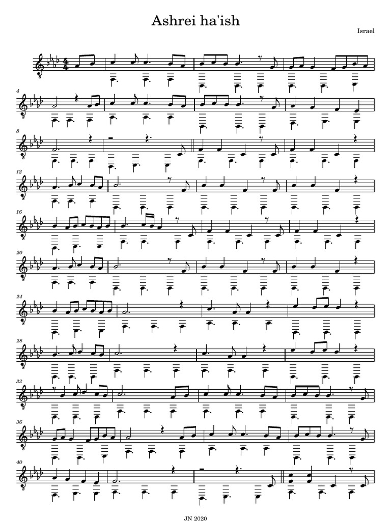 Musical Notation for Ashrei Ha'ish | PDF