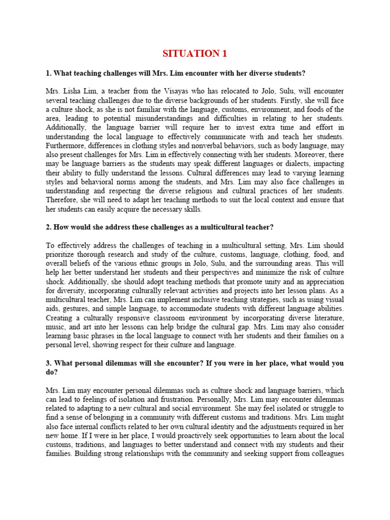 SITUATION 1&2 | PDF | Teaching Method | Teachers