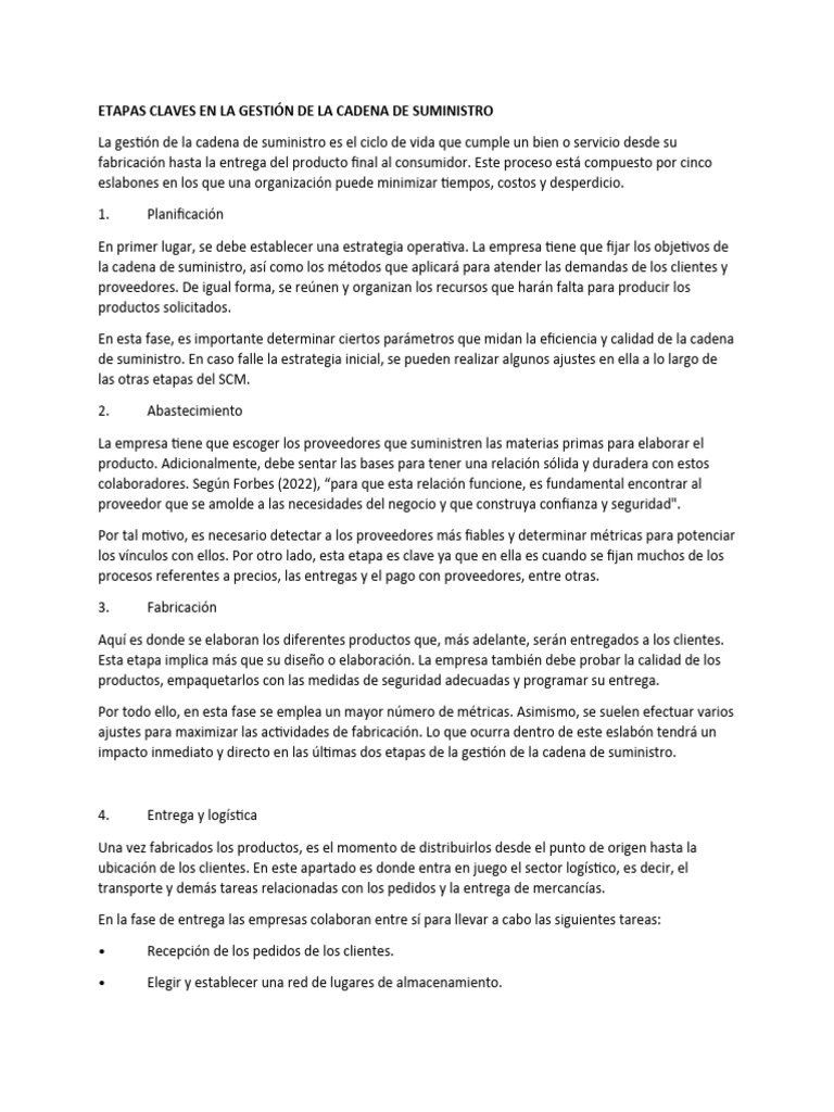 Claves para Gestionar la Cadena de Suministro | PDF | Logística ...