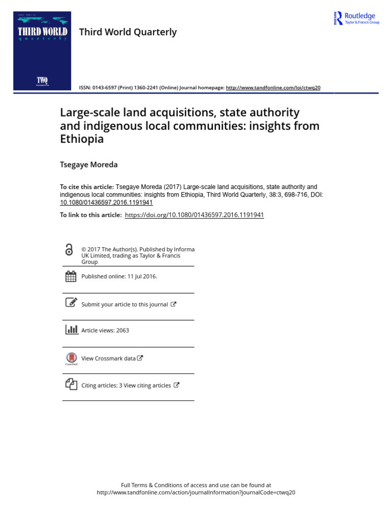 Land Acquisitions and Indigenous Rights in Ethiopia | PDF | Agriculture ...