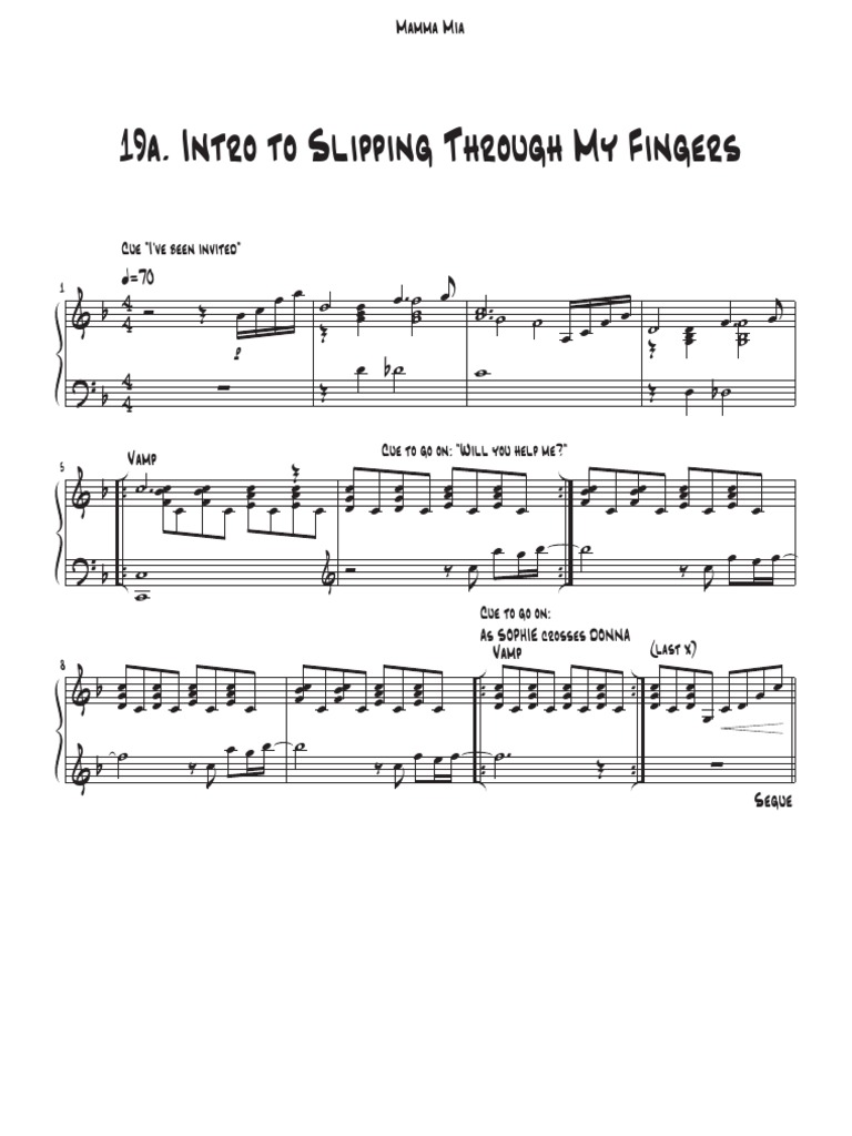 Slipping Through My Fingers- Piano Vocal Score | Musique folk