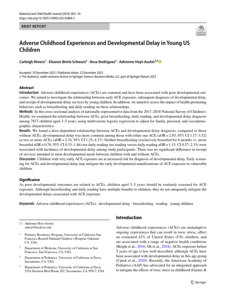 Nivens2023 - ACE + Developmenta Delay | PDF | Breastfeeding ...