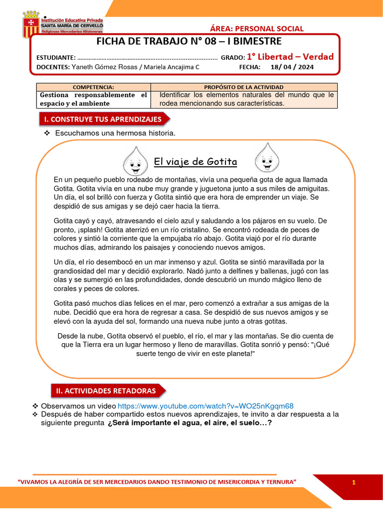 Elementos Naturales para Primer Grado | PDF | Agua | Ciencias de la Tierra