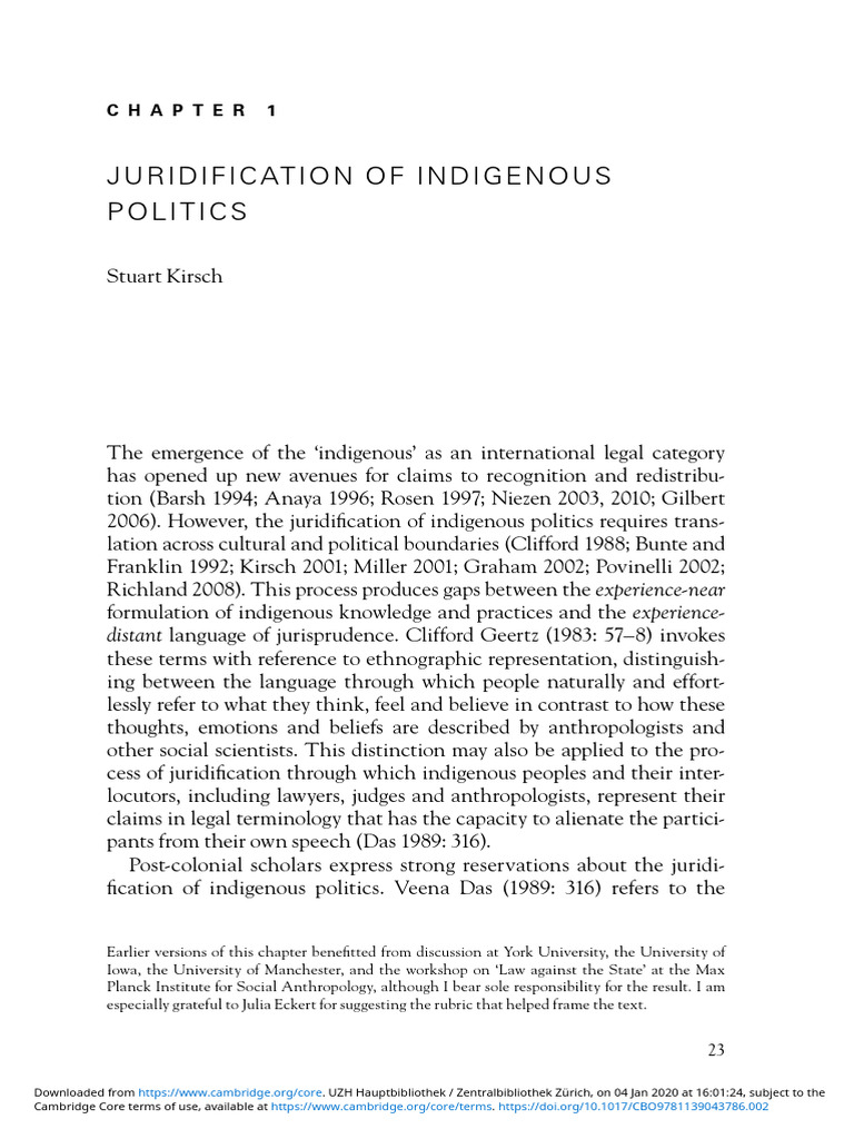 15 - Stuart Kirsch - Juridification of Indigenous Politics | PDF ...