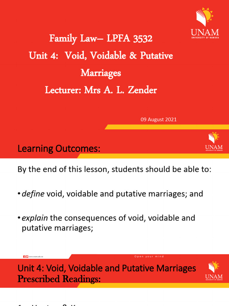 Void, Voidable & Putative Marriages | PDF | Annulment | Private Law