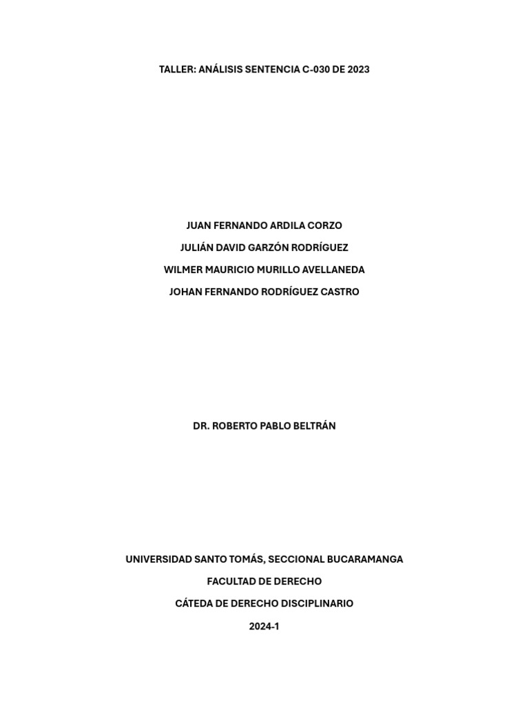 ANÁLISIS SENTENCIA C-030 DE 2023 | PDF | Debido al proceso | Caso de ley