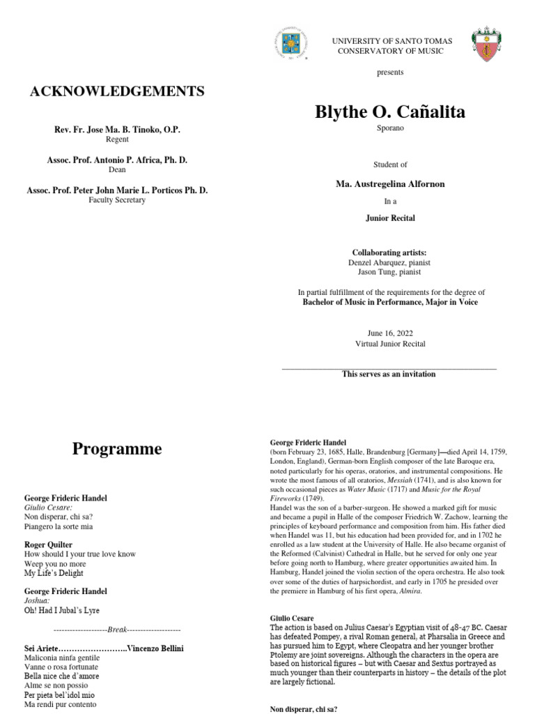 Junior Recital Program Notes | PDF