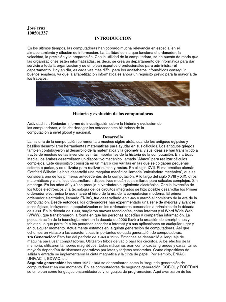 Historia y Evolución de Las Computadoras | PDF | Informática | Ciencias ...