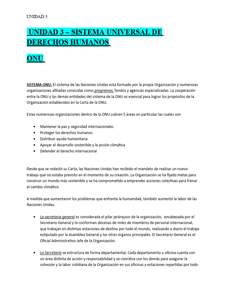 Estructura del Sistema de Derechos Humanos | PDF | Naciones Unidas ...