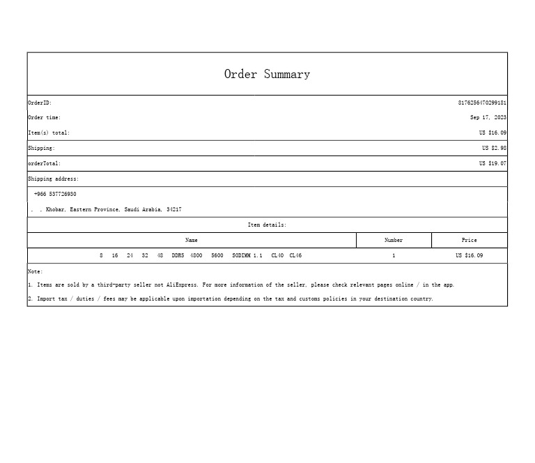 Order Summary for Electronics Buyer | PDF