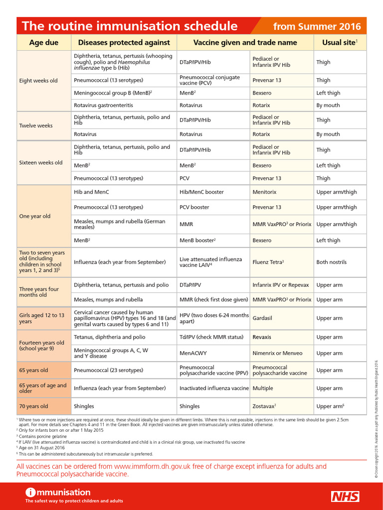 9699 PHE 2016 Complete Immunisation Schedule SUMMER16 A4 16 | PDF ...