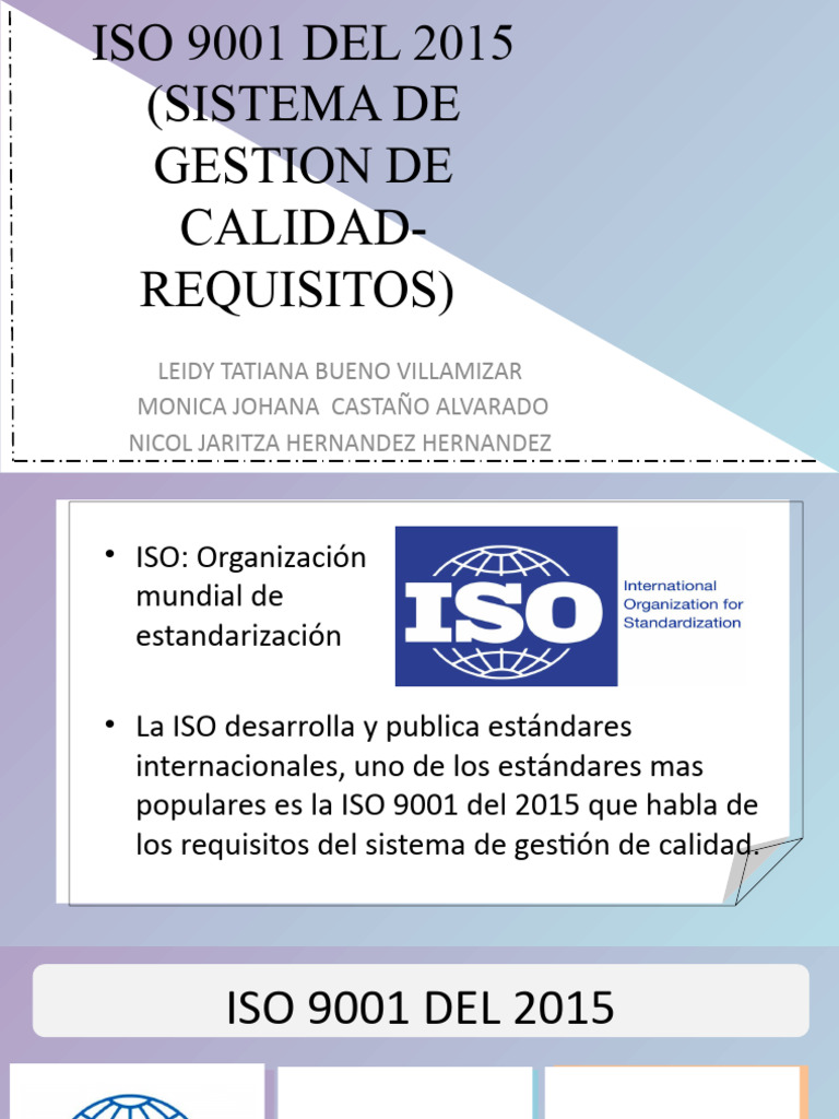 Requisitos de ISO 9001:2015 en Calidad | PDF | Sistema de manejo de ...