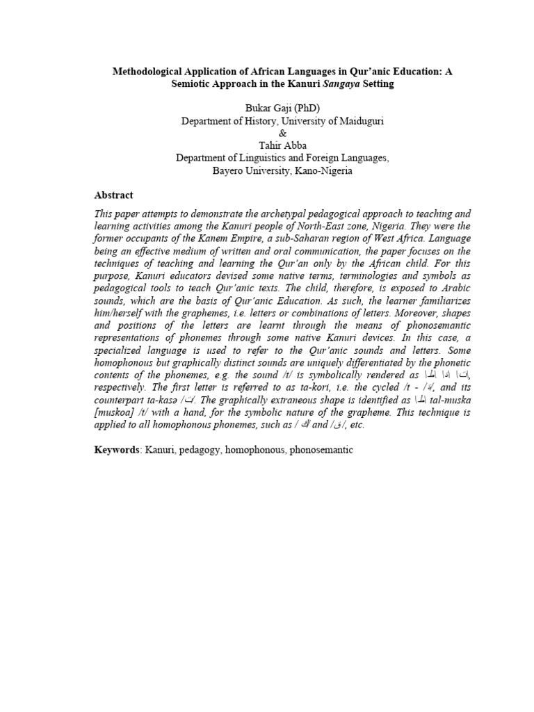 Methodological Application of African La | PDF | Arabic | Linguistics