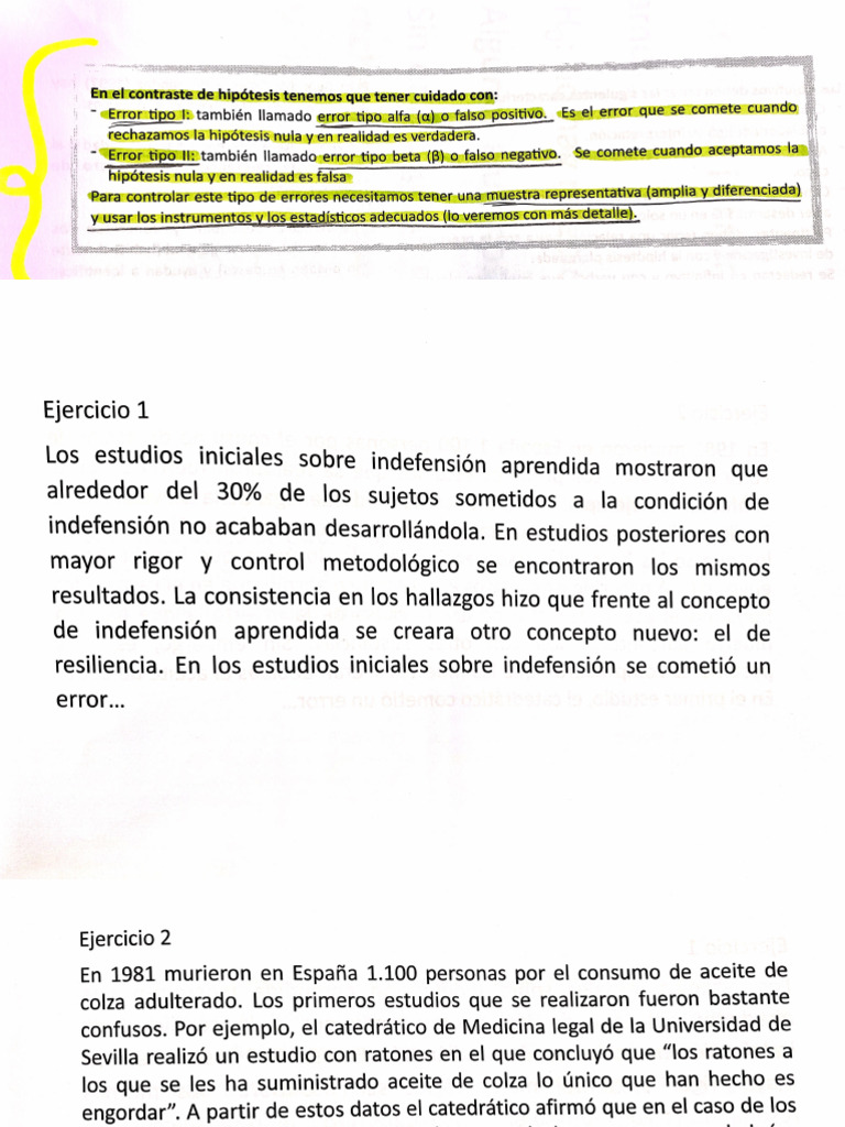 Error tipo 1 y tipo 2 y ejercicios con s pdf