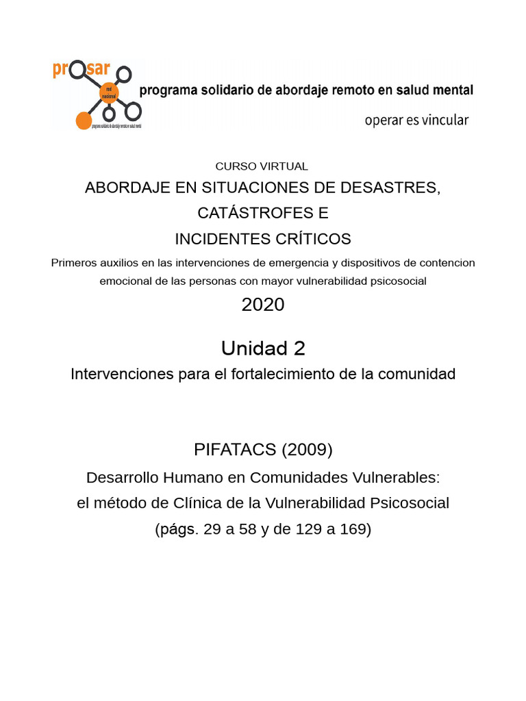PROSAR U 2 - PIFATACS (2009) - PP 29-58 y 129-169 | PDF | Exclusión ...