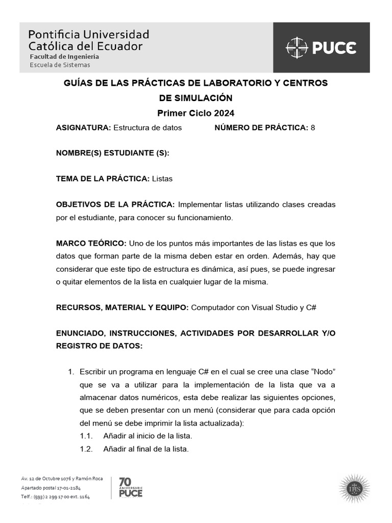 Práctica Nro08 EDD JA | PDF | Informática