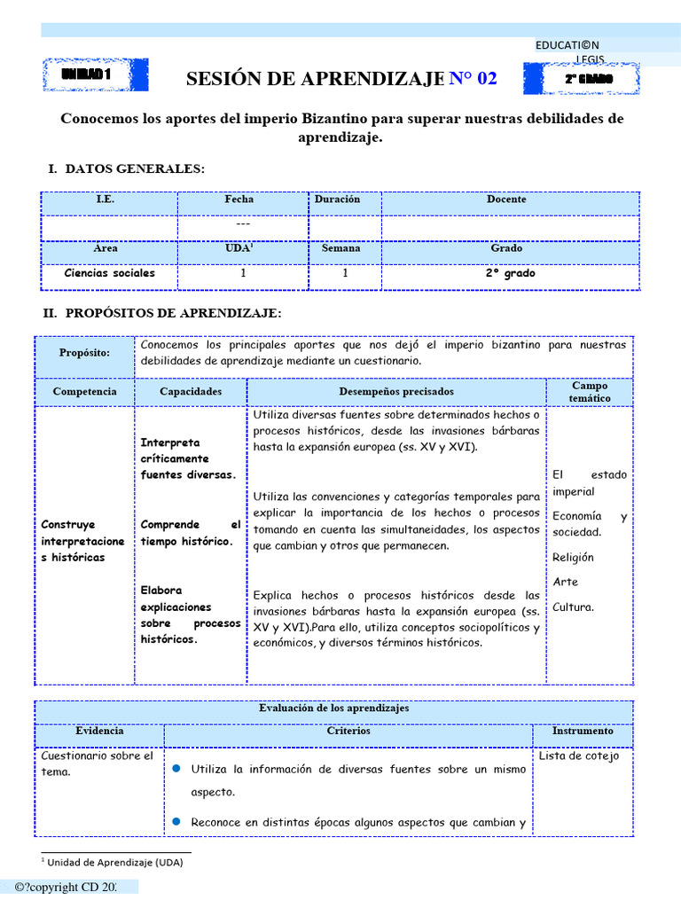 SESIÓN 2 - TITULO DE LA SESIÓN - CC - SS 2do | PDF | imperio Bizantino ...