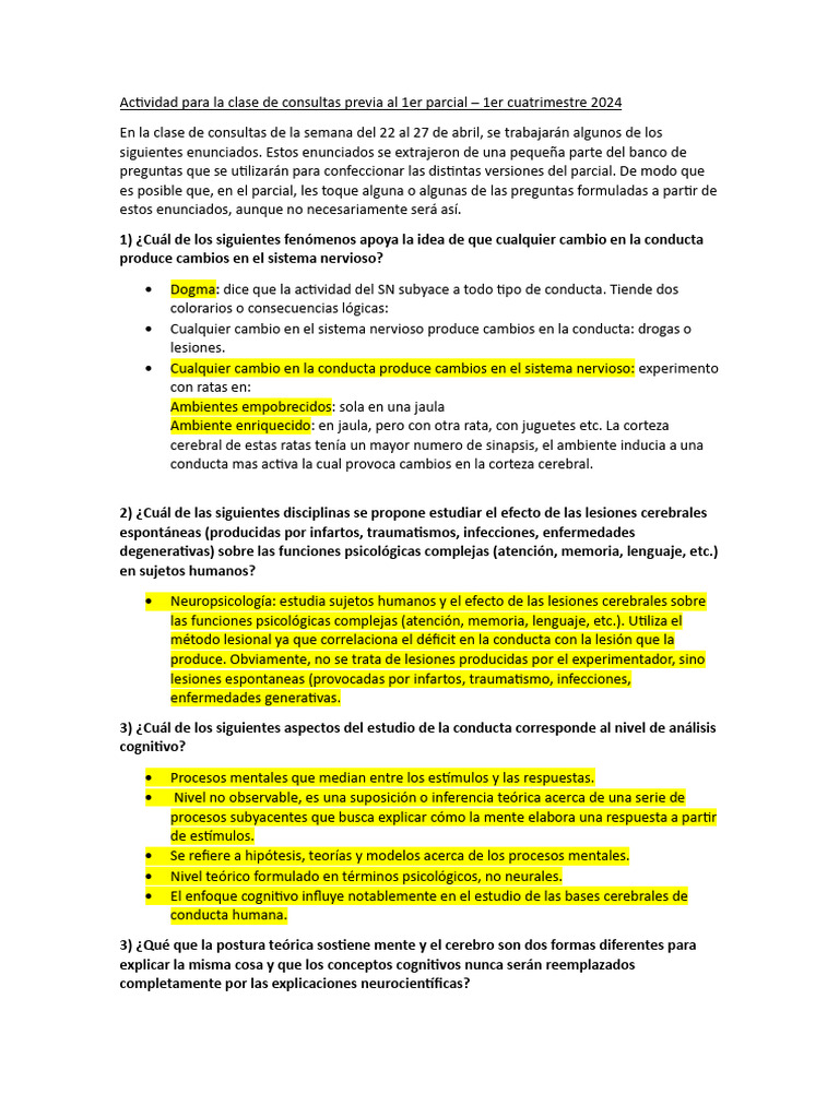 Modelo de Parcial Neuro | PDF | Sinapsis | Neurona